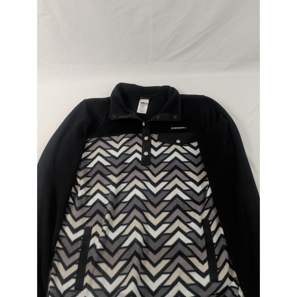 Cinch  Ladies Black‎ Chevron Print Polar Fleece Pullover Women's Medium Soft